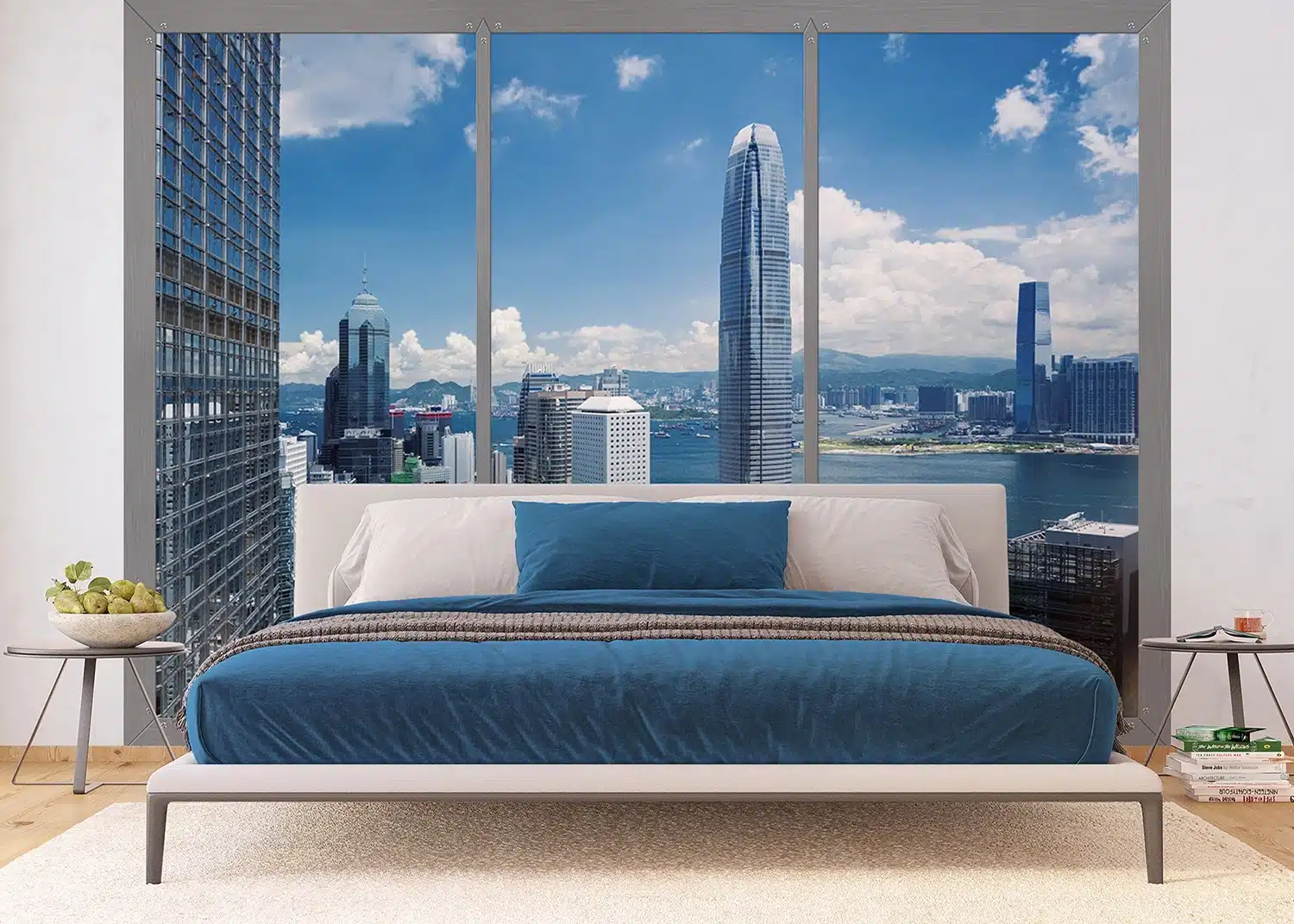 Custom Size Wall Mural Window to City | Premium Non-Woven Wallpaper | FTNS2470