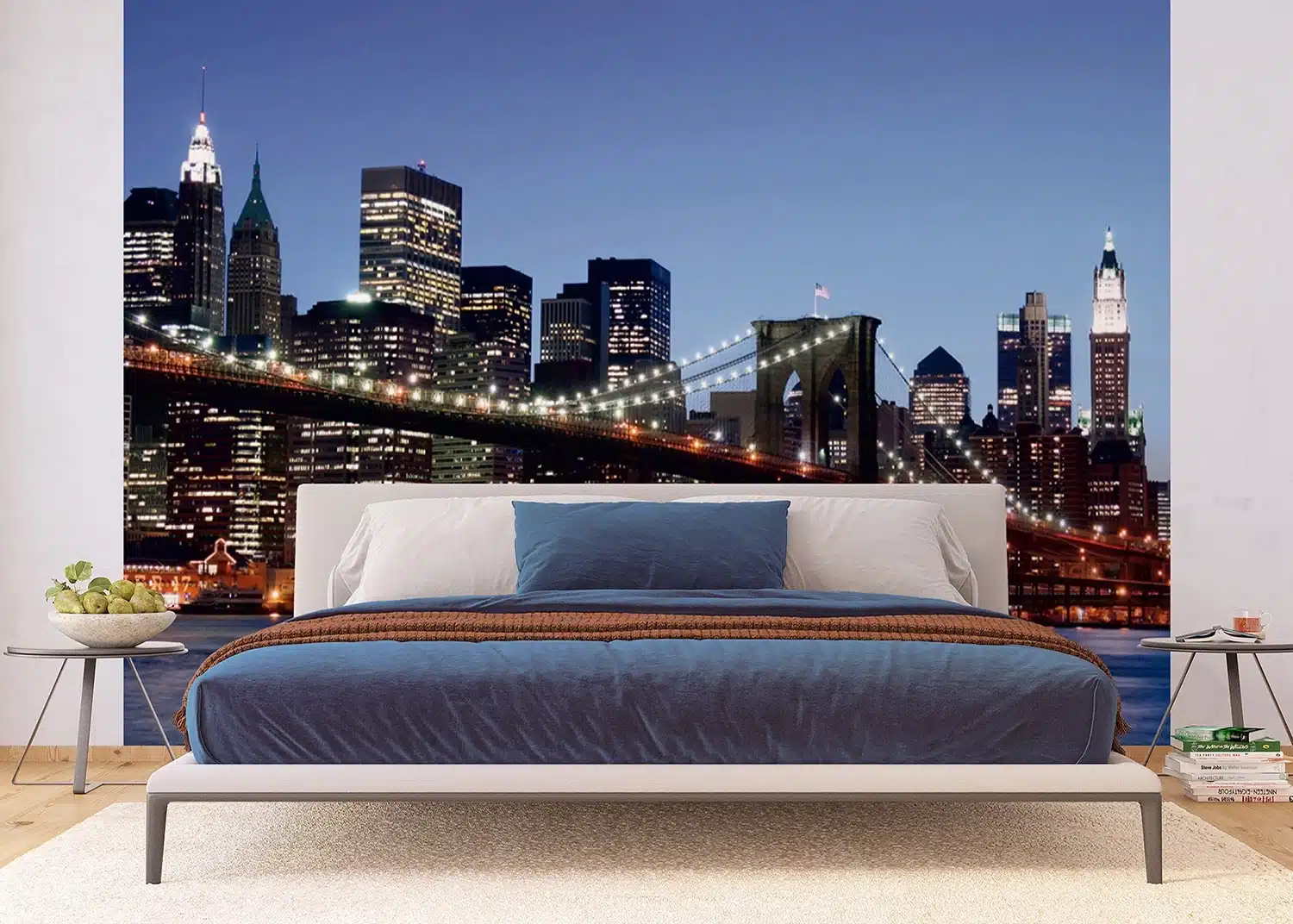 Custom Size Wall Mural Brooklyn Bridge at DusK| Premium Non-Woven Wallpaper | FTNS2472 5