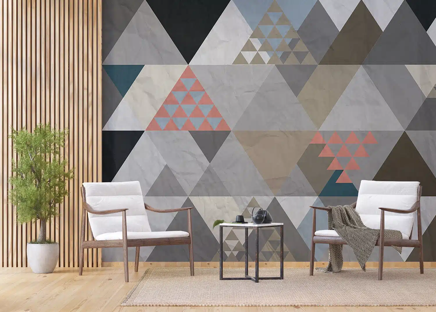 Custom Size Wall Mural Triangles | Premium Non-Woven Wallpaper | FTNXXL1224 4