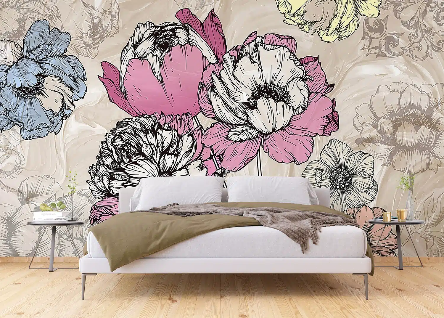 Custom Size Wall Mural Tender Peonies | Premium Non-Woven Wallpaper | FTNXXL1230 6