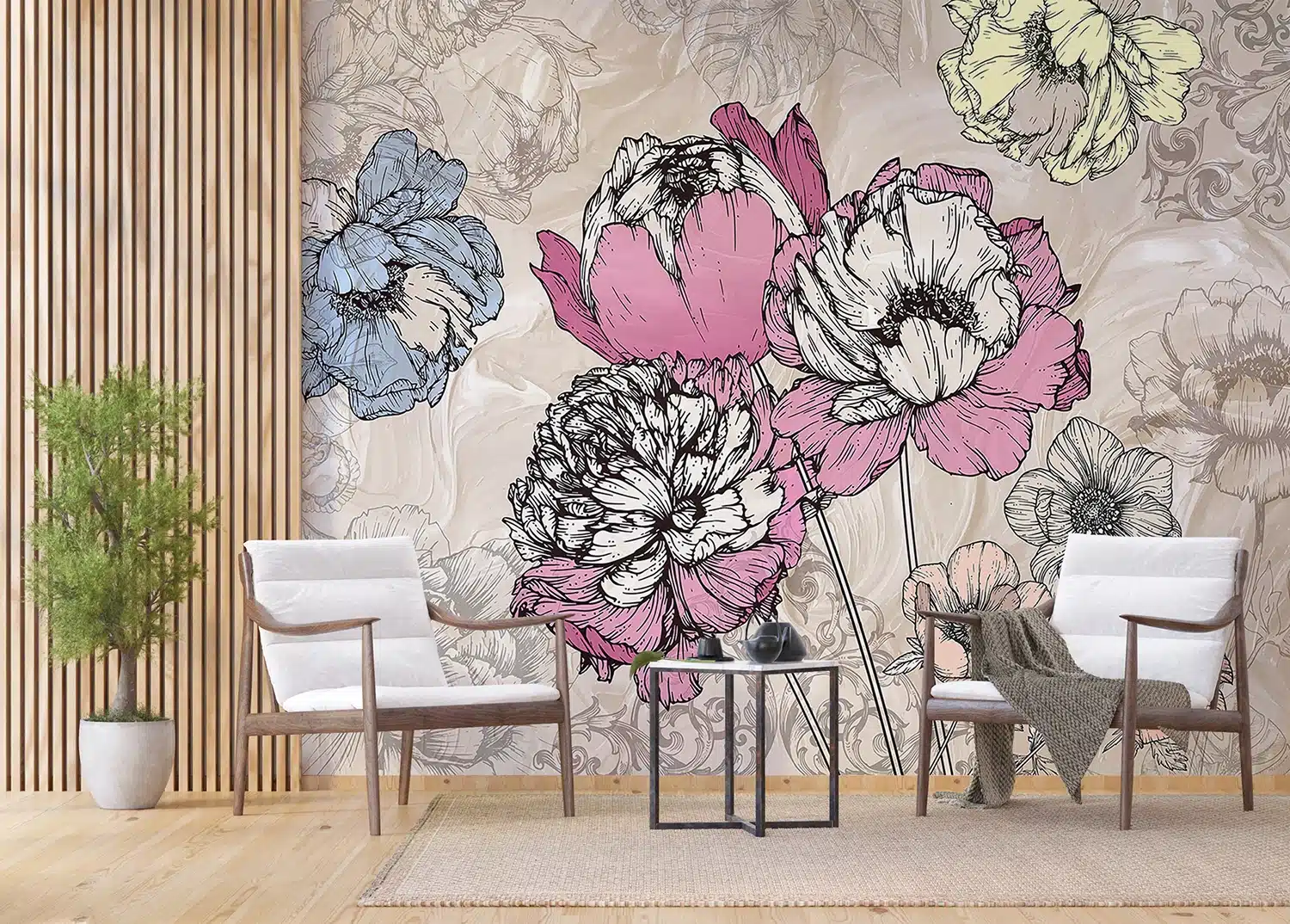 Custom Size Wall Mural Tender Peonies | Premium Non-Woven Wallpaper | FTNXXL1230 2