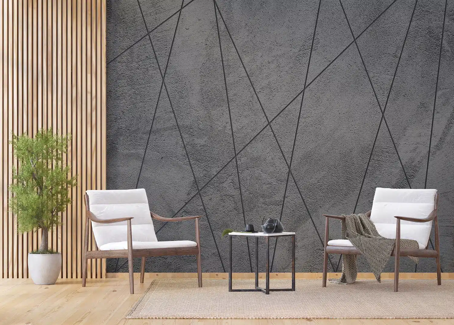 Custom Size Wall Mural Concrete Lines | Premium Non-Woven Wallpaper | FTNXXL1241 4