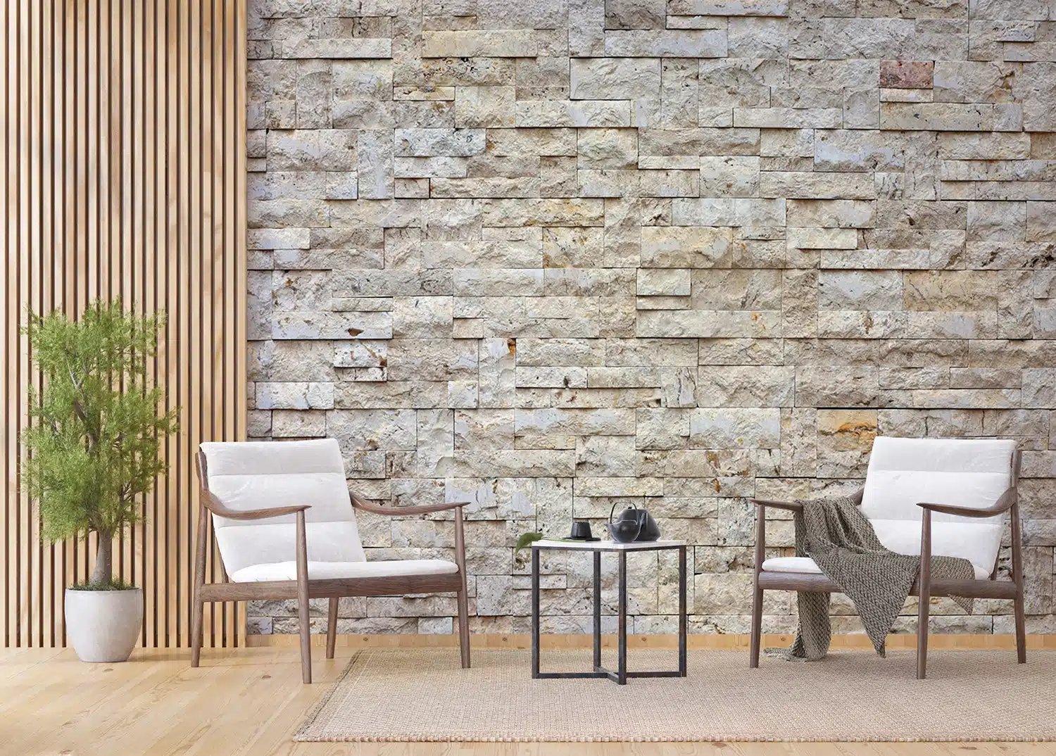 Custom Size Wall Mural Beige Bricks | Premium Non-Woven Wallpaper | FTNXXL2412 4