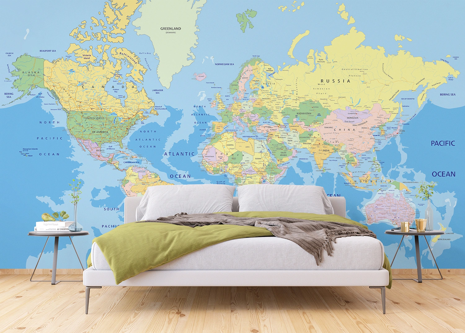 Custom Size Wall Mural World Map | Premium Non-Woven Wallpaper | FTNXXL2495 5