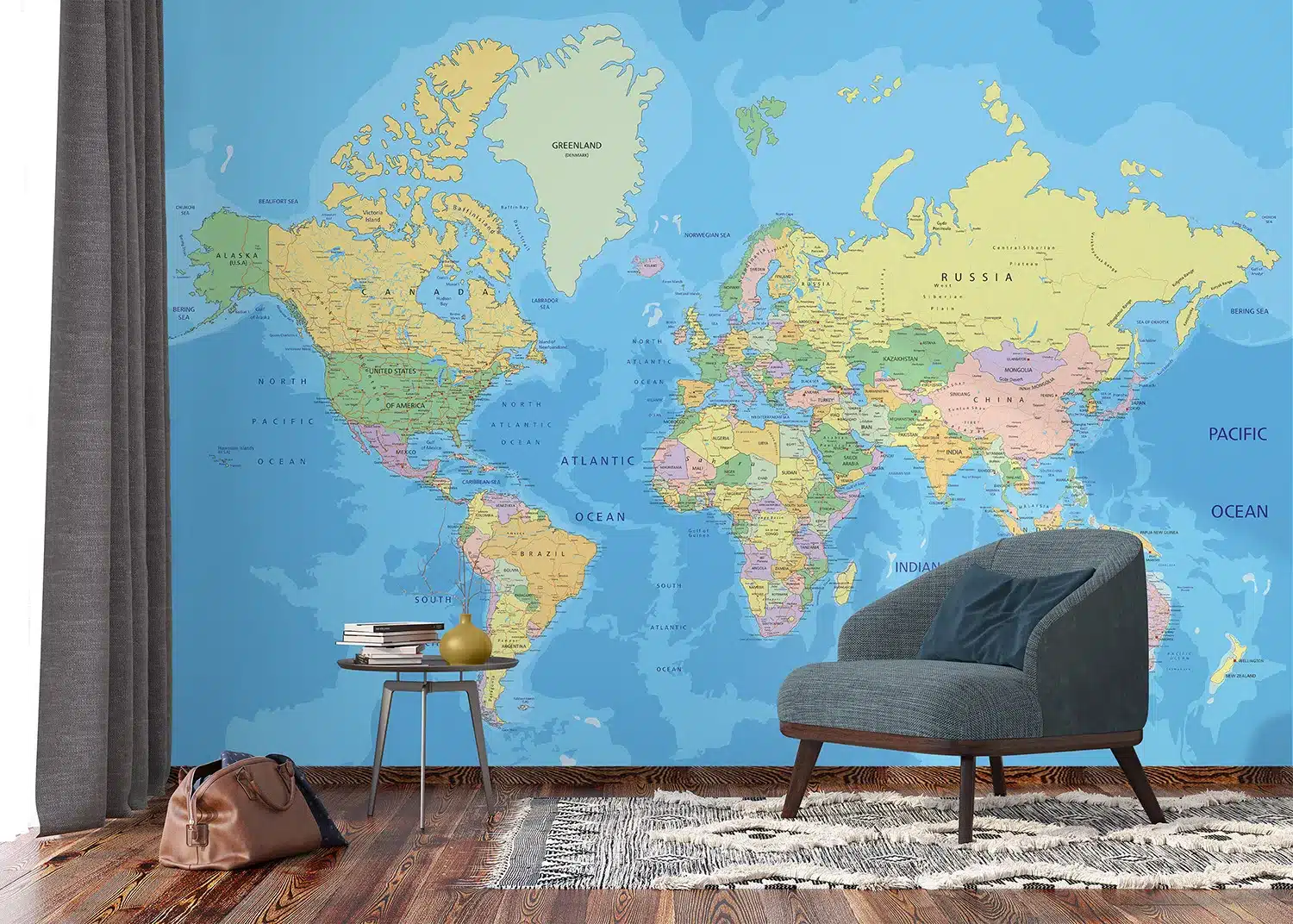 Custom Size Wall Mural World Map | Premium Non-Woven Wallpaper | FTNXXL2495 4