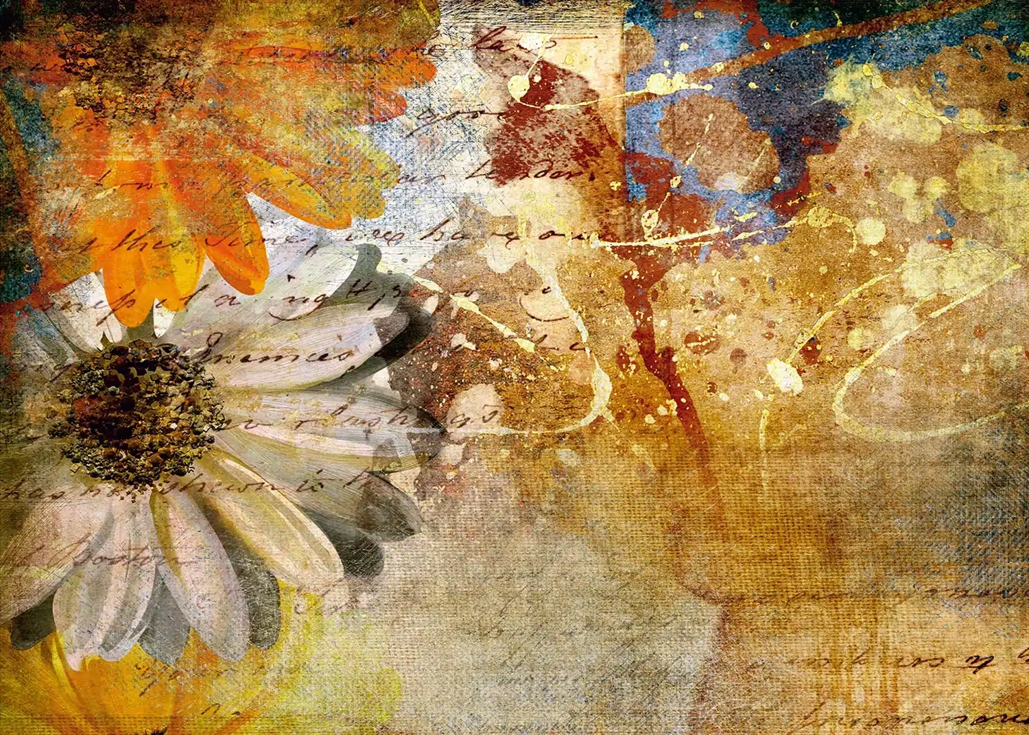 Custom Size Wall Mural Floral Paintings | Premium Non-Woven Wallpaper | FTNXXL0335