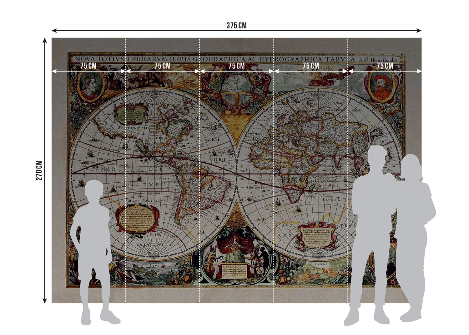Custom Size Wall Mural Old Map | Premium Non-Woven Wallpaper | FTNXXL0351 8