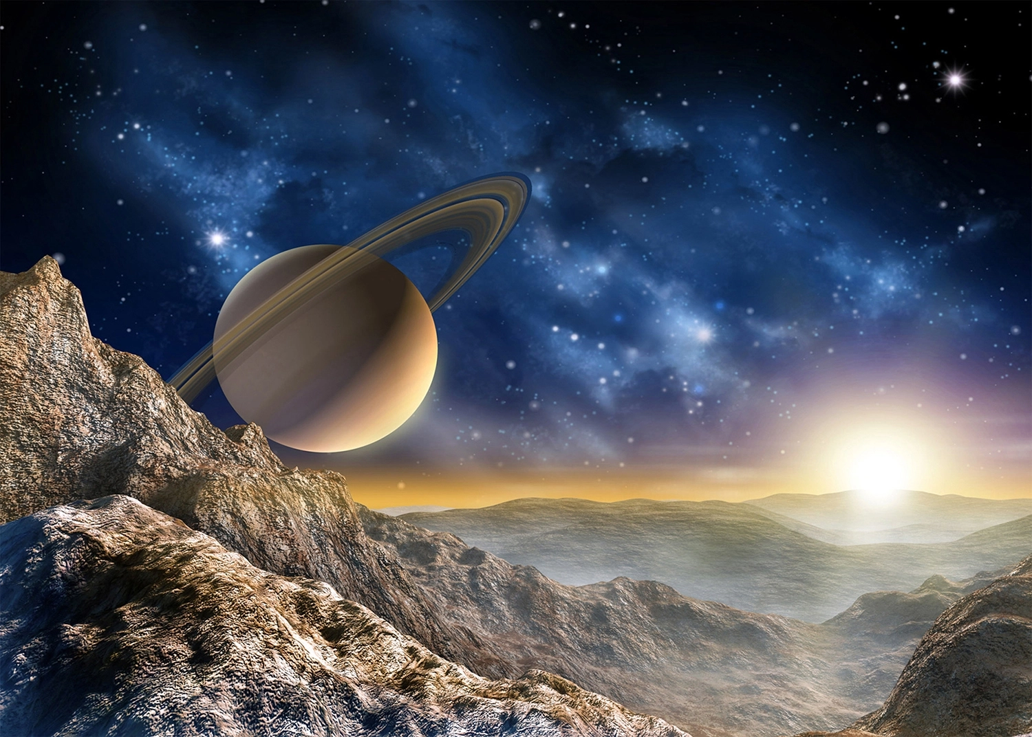 Custom Size Wall Mural Saturn | Premium Non-Woven Wallpaper | FTNXXL1126