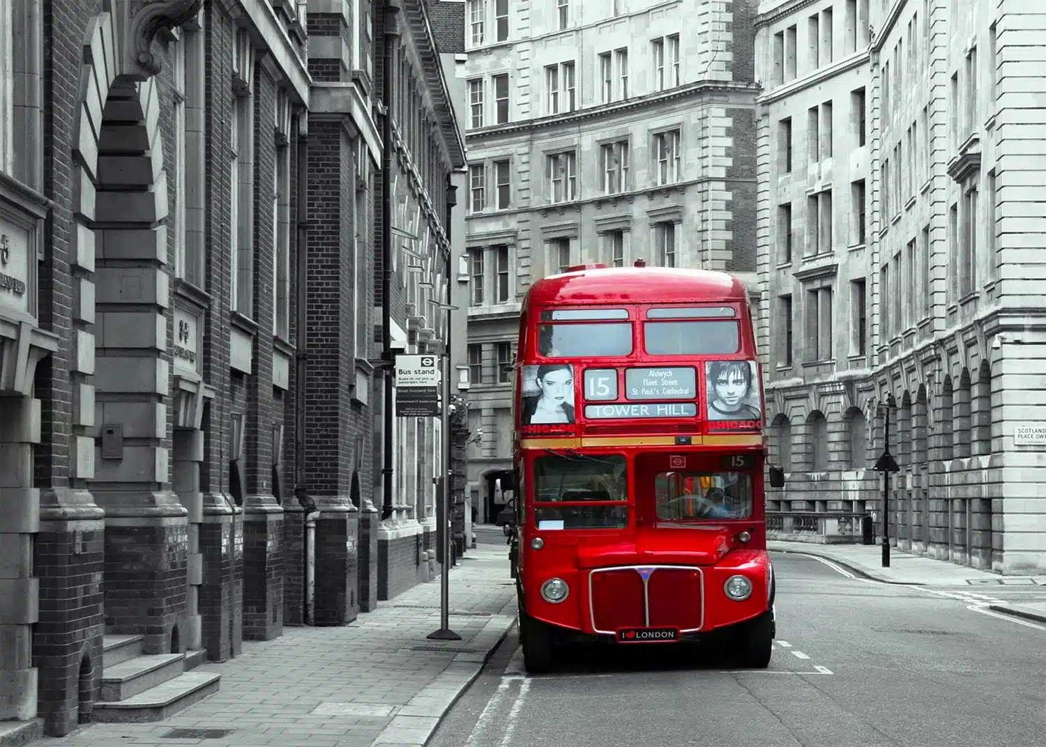 Custom Size Wall Mural Double Decker | Premium Non-Woven Wallpaper | FTNXXL1132