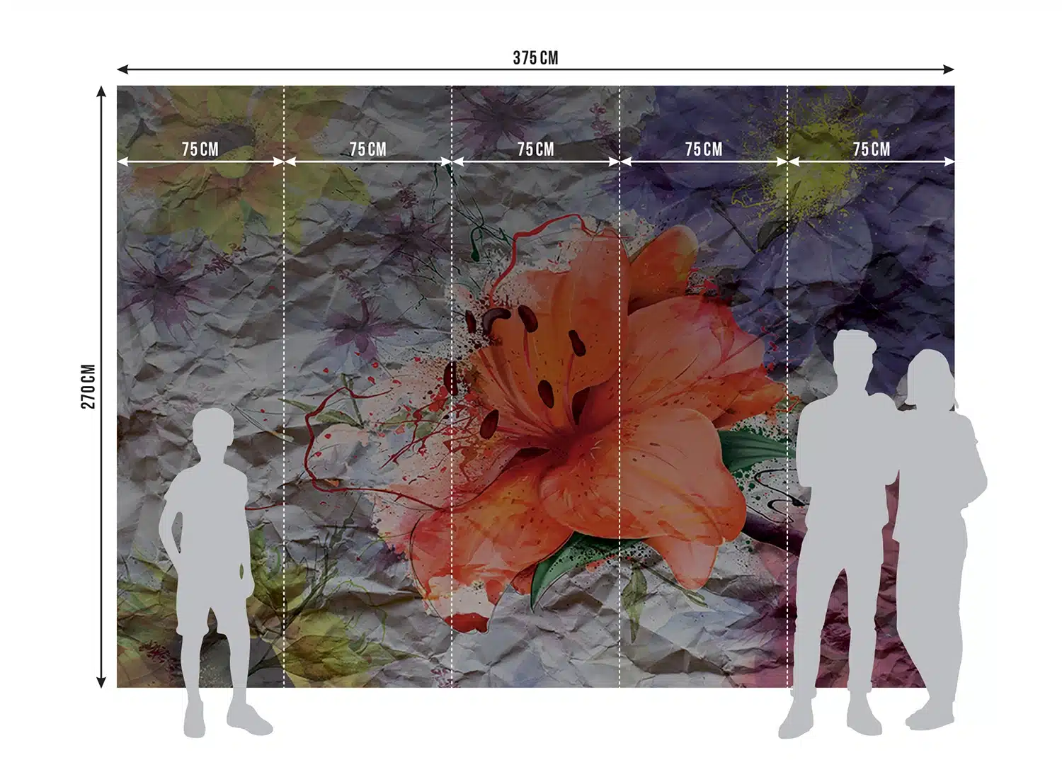 Custom Size Wall Mural Flowers on Crumpled Paper | Premium Non-Woven Wallpaper | FTNXXL1223 7