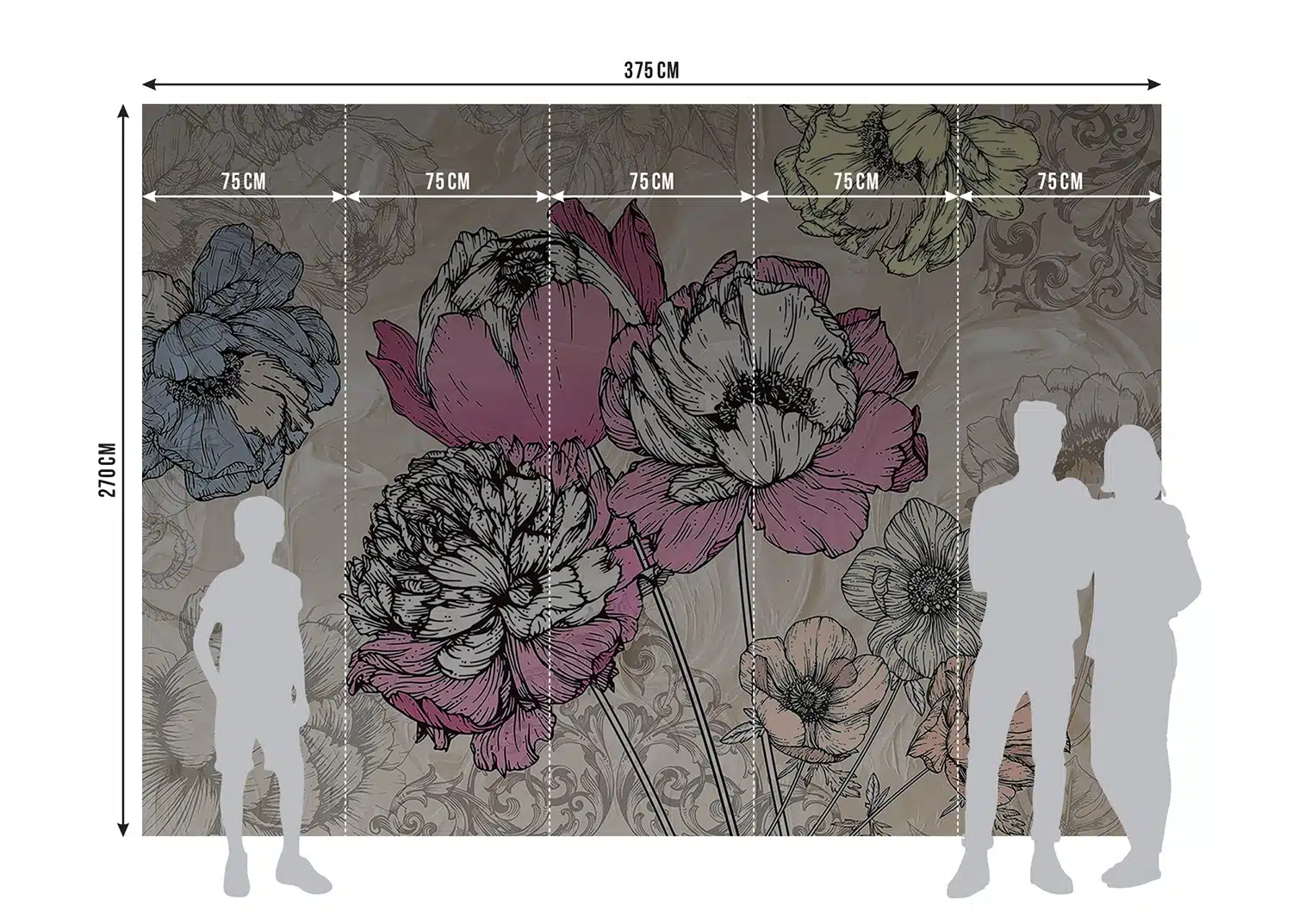 Custom Size Wall Mural Tender Peonies | Premium Non-Woven Wallpaper | FTNXXL1230 8