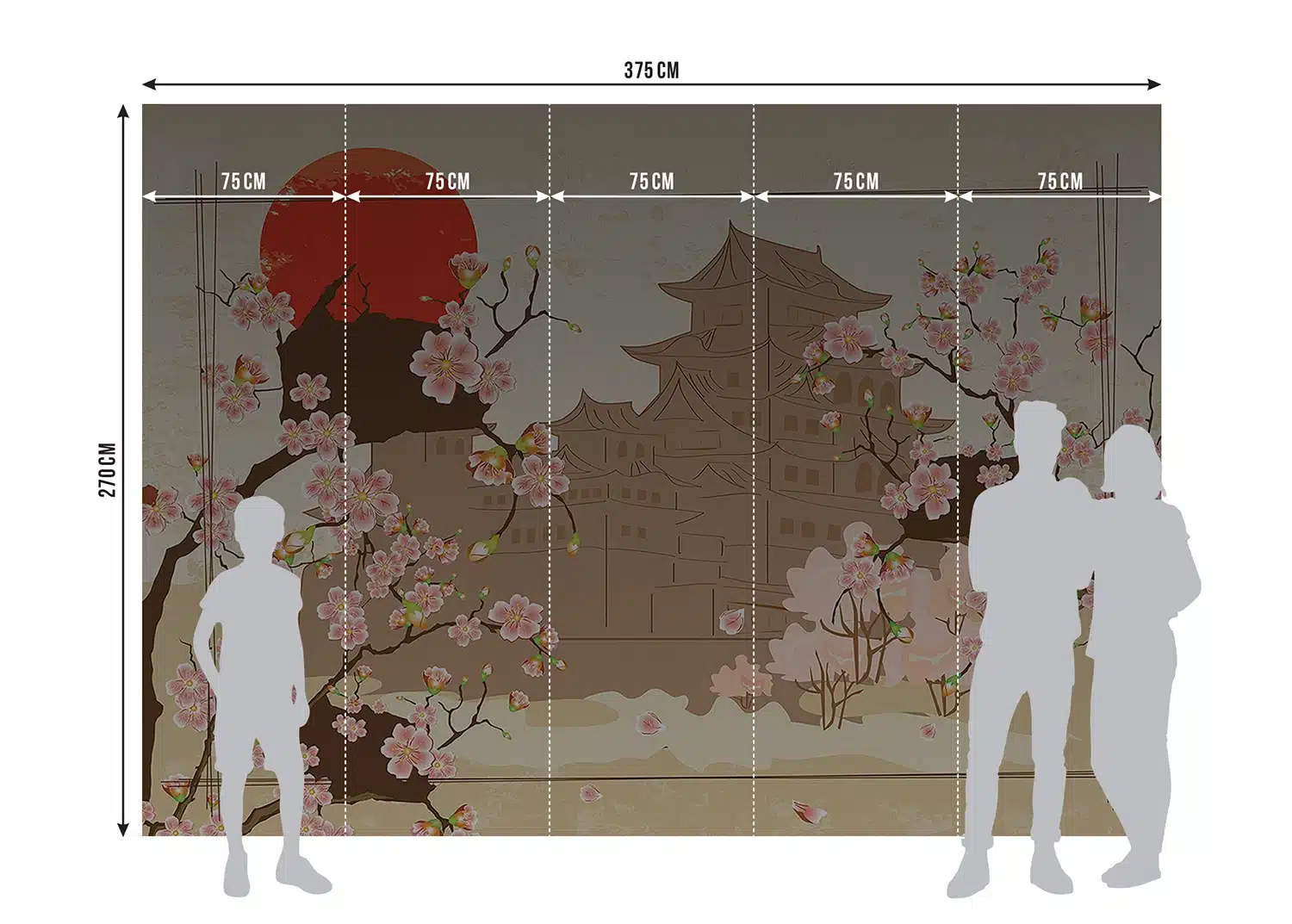 Custom Size Wall Mural Japanese Art | Premium Non-Woven Wallpaper | FTNXXL1237 6