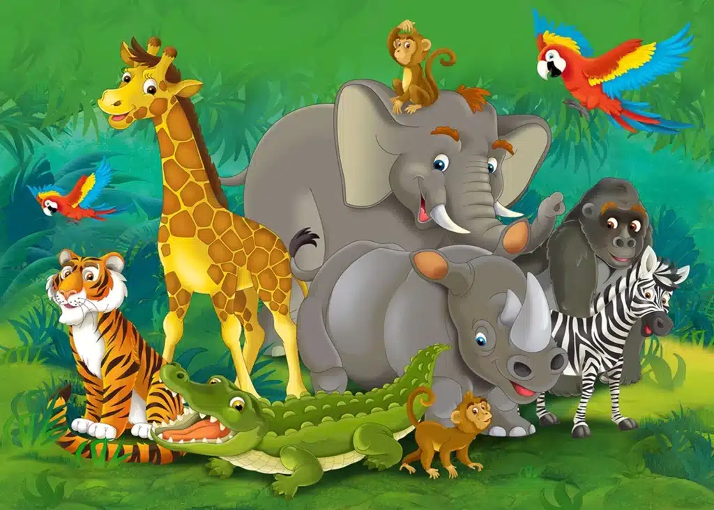 Custom Size Wall Mural Jungle Animals | Premium Non-Woven Wallpaper | FTNXXL2420 1