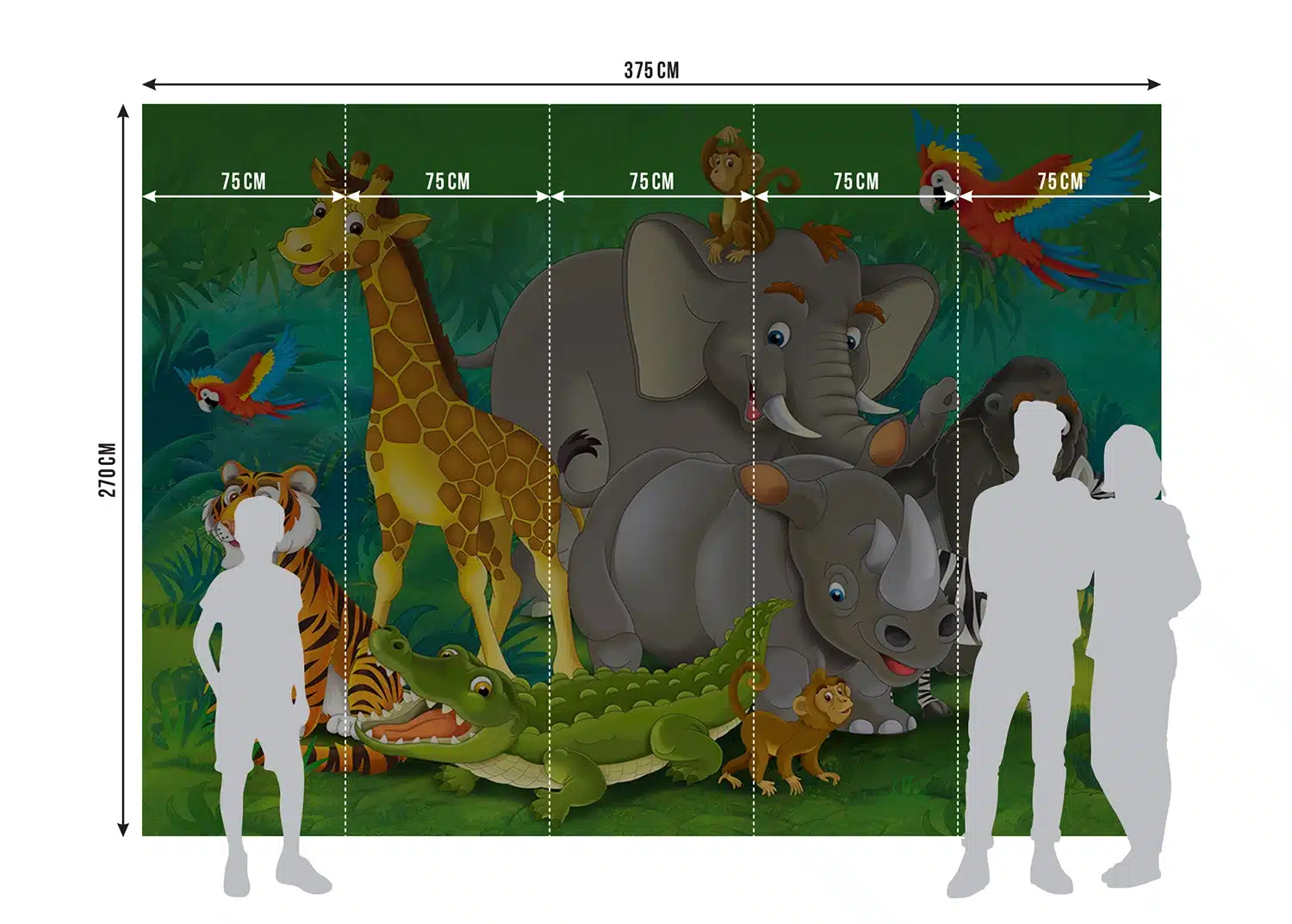 Custom Size Wall Mural Jungle Animals | Premium Non-Woven Wallpaper | FTNXXL2420 6