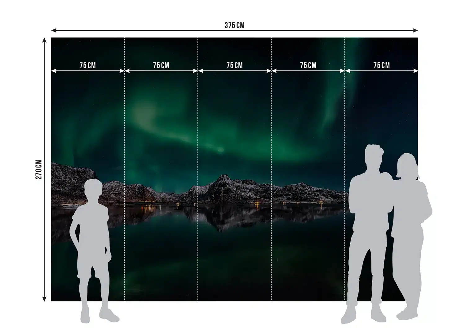 Custom Size Wall Mural Northern Lights | Premium Non-Woven Wallpaper | FTNXXL3003 7