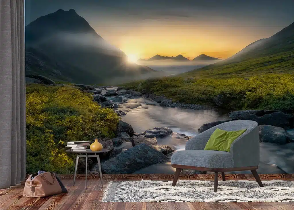 Custom Size Wall Mural Mountain River | Premium Non-Woven Wallpaper | FTNXXL3029 5