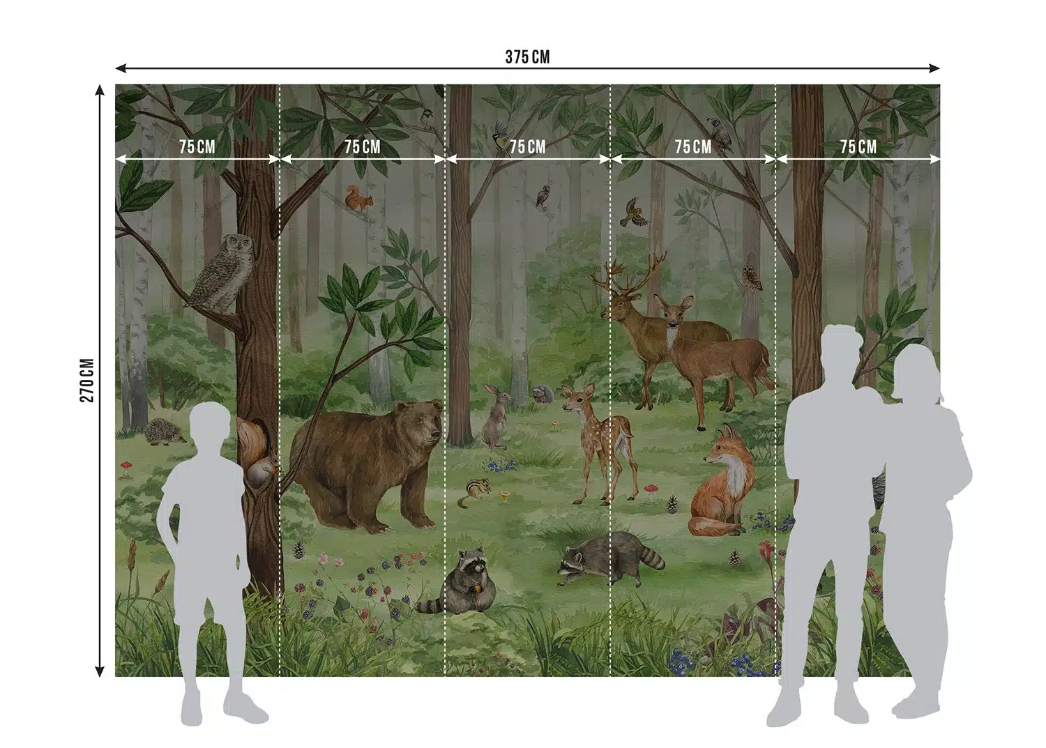 Custom Size Wall Mural Playful Forest | Premium Non-Woven Wallpaper | FT5P3053 4