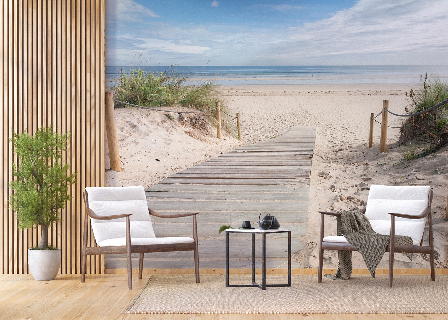 Custom Size Wall Mural Beach Path | Premium Non-Woven Wallpaper | FT5P3059 2