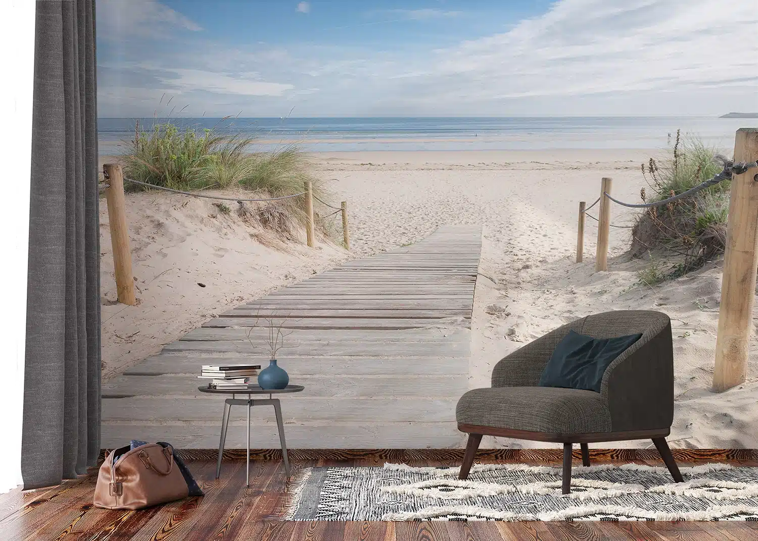 Custom Size Wall Mural Beach Path | Premium Non-Woven Wallpaper | FT5P3059