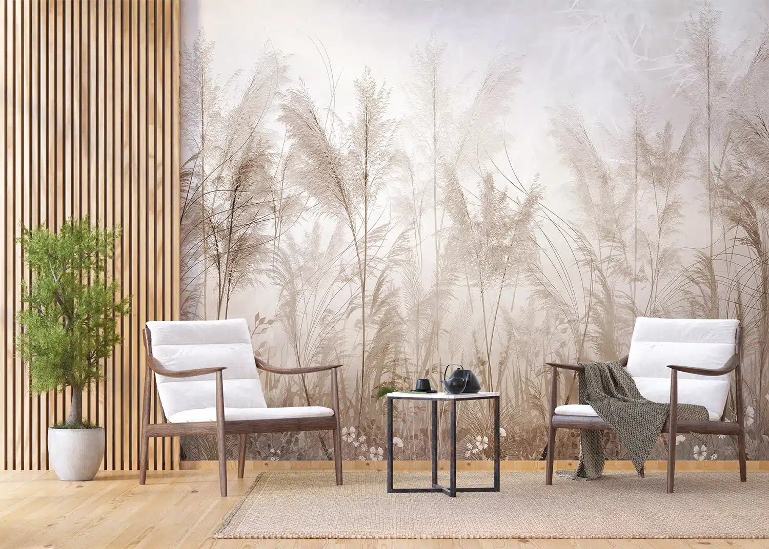 Custom Size Wall Mural Pampas Garden | Premium Non-Woven Wallpaper | FT5P3063 5