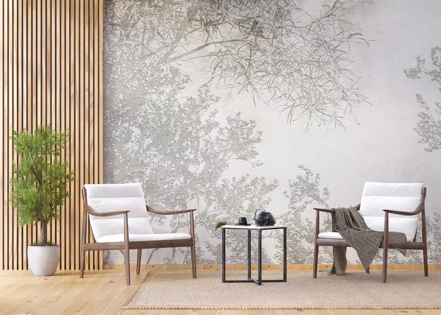Custom Size Wall Mural Branch Silhouettes | Premium Non-Woven Wallpaper | FT5P3079