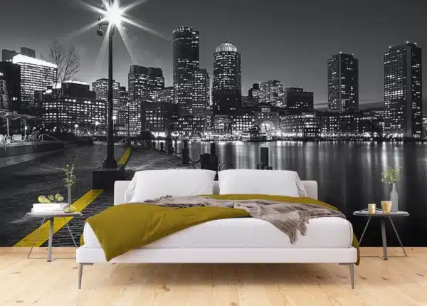 Vliesová fototapeta na zed' Noční Nábřeží Bostonu | 360 x 254 cm | FTS 1317