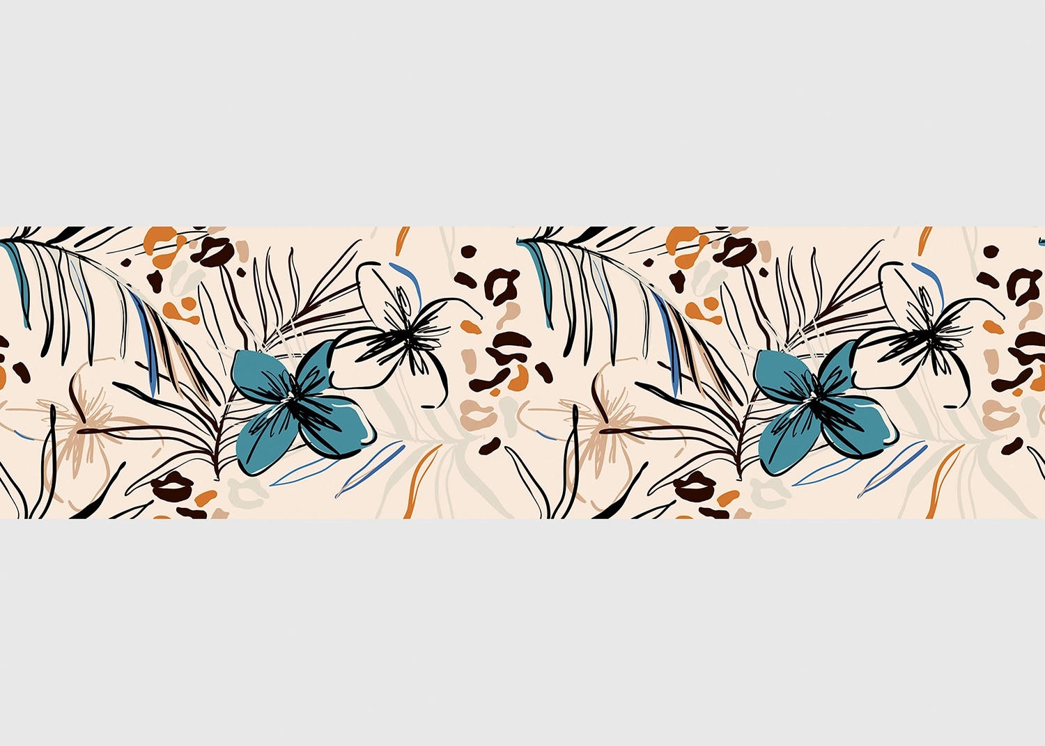 Samolepící bordura na zeď Květinova Abstrakce | 5 m x 13.8 cm | WB 8249