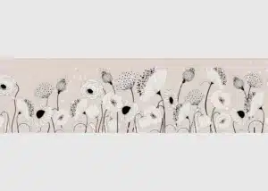 Samolepící bordura na zeď Sketch Kvetů | 5 m x 13.8 cm | WB 8409